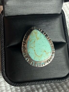 Handmade Turquoise and sterling silver statement ring
